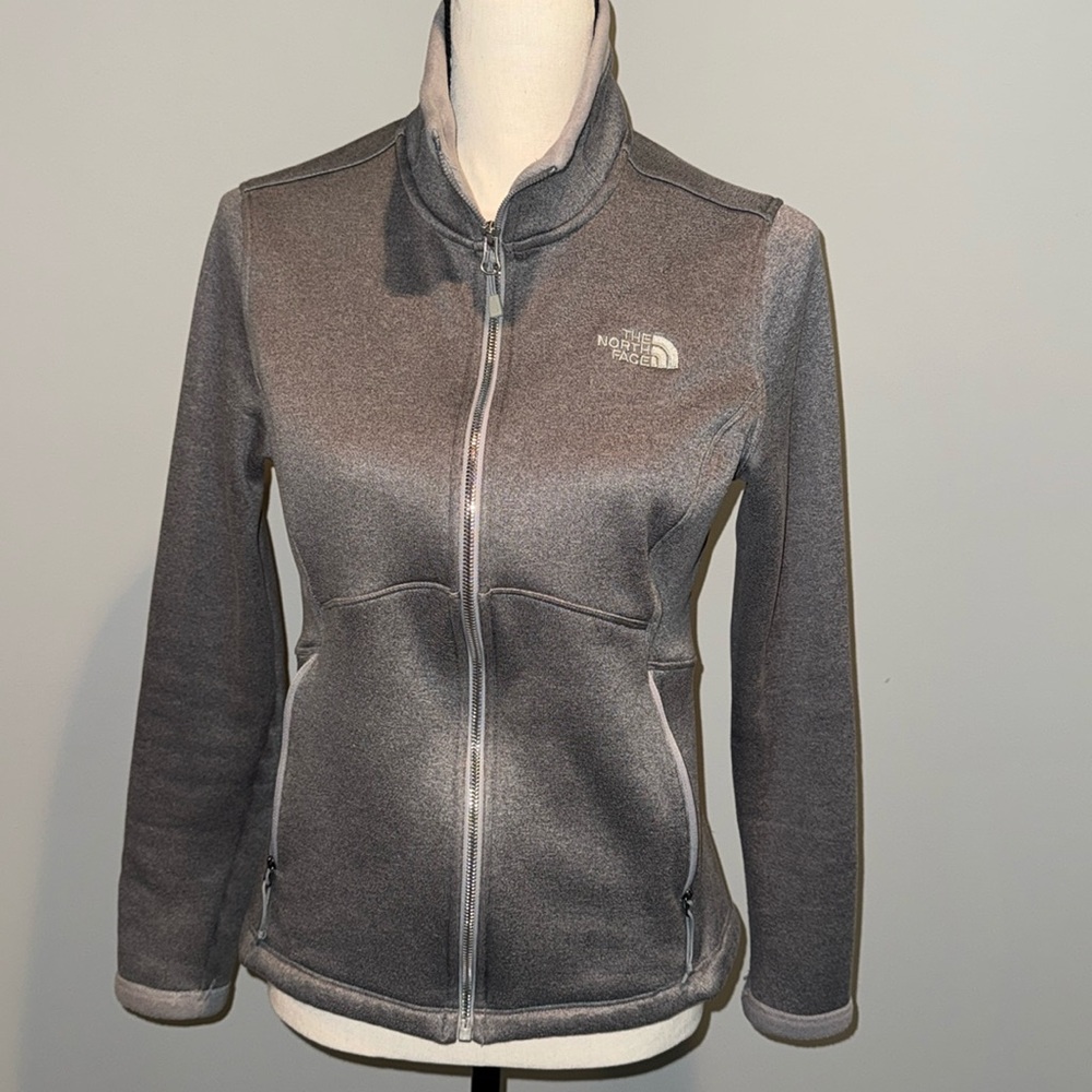 North Face Full Zip Women’s Grey Heather Fleece Jacket Sz M